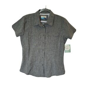 Magellan Outdoors Aransas Pass Womens L Fishing Shirt Grey Short Sleeve Gorpcore